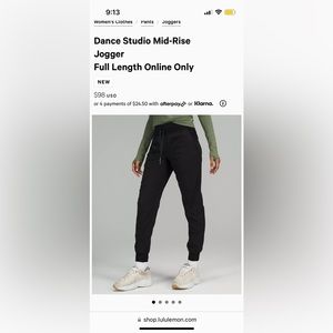 Lululemon Dance Studio Pant Black Mid Rise Jogger